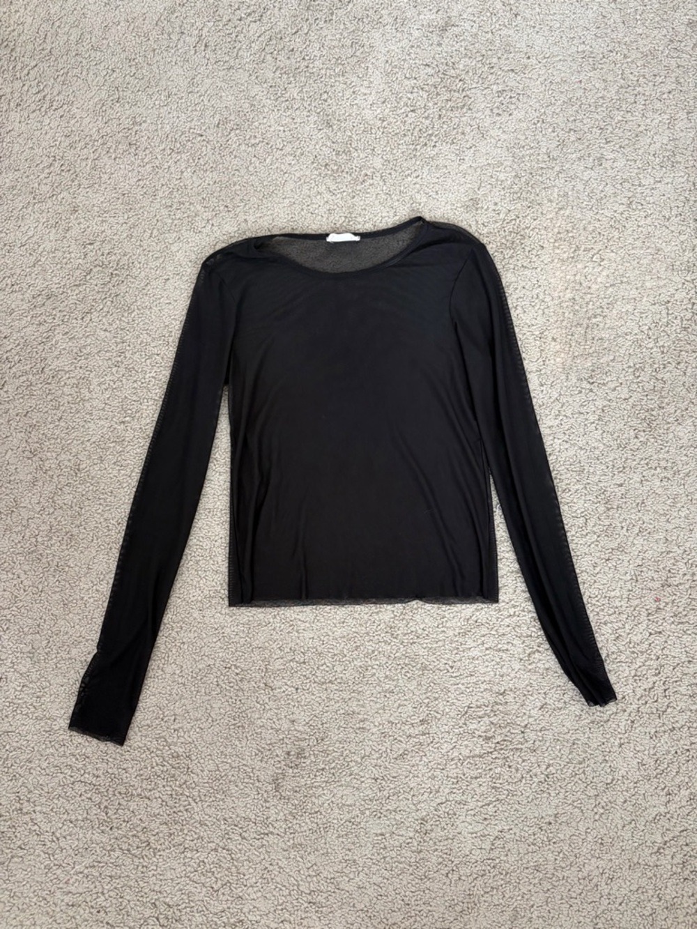 Black Long Sleeve Mesh Top